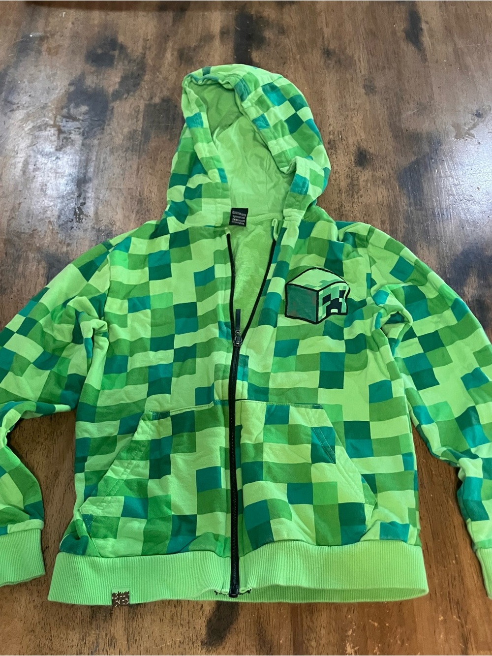 Kids Green Pixel-Print Zip Hoodie Jacket